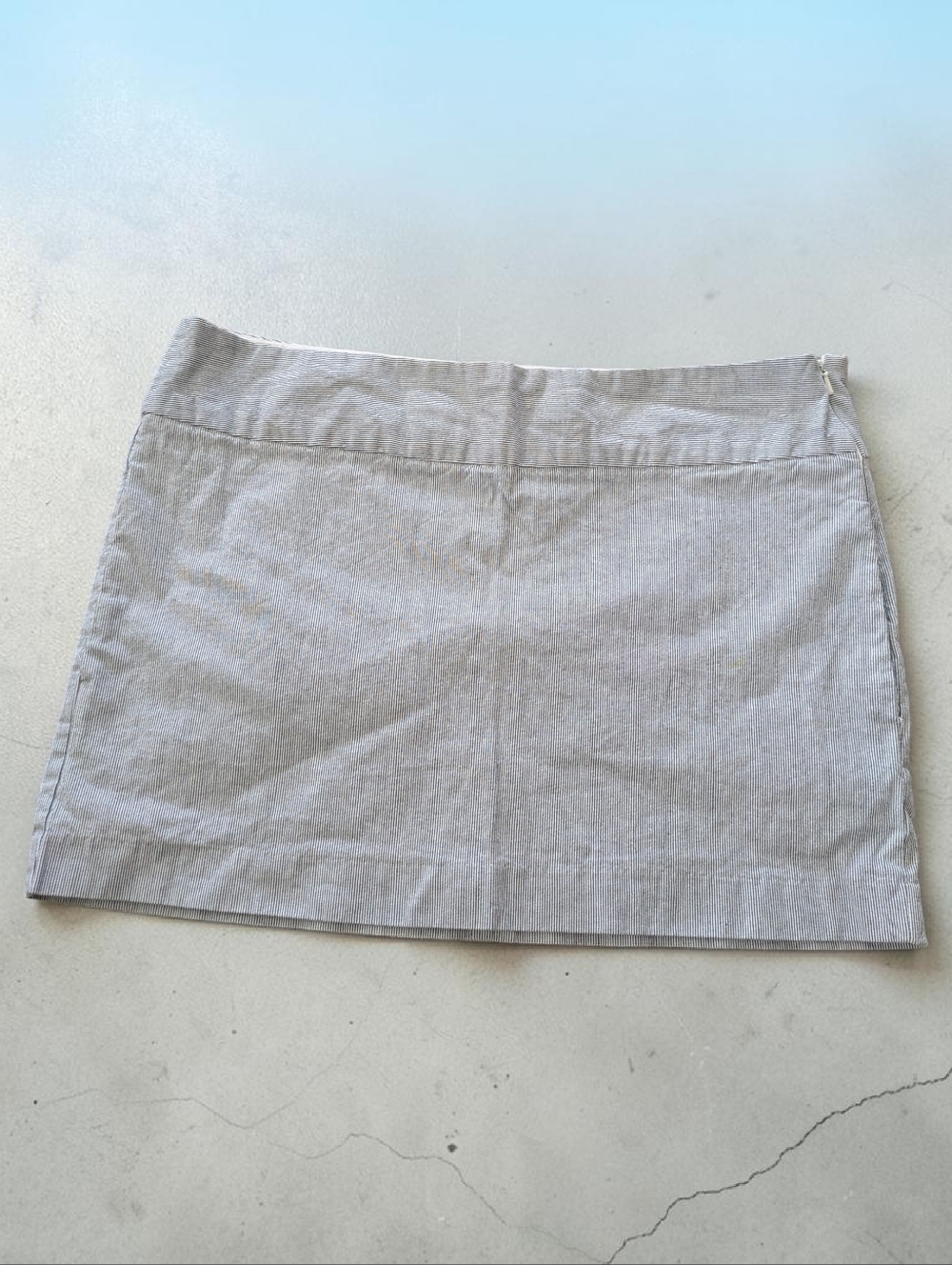 Old Navy Striped Mini Skirt Women Size 12 Blue White Cotton Stretch